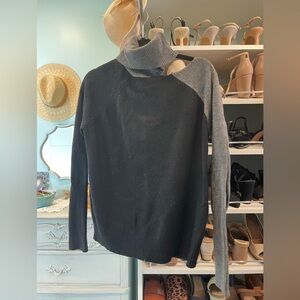 Black and Gray Turtleneck with Cut Out Sweater